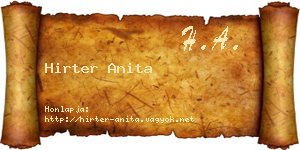 Hirter Anita névjegykártya